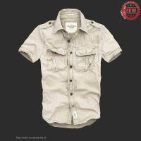 heren abercrombie fitch washed korte overhemd licht-khaki Winkel Tilburg t3nvj309